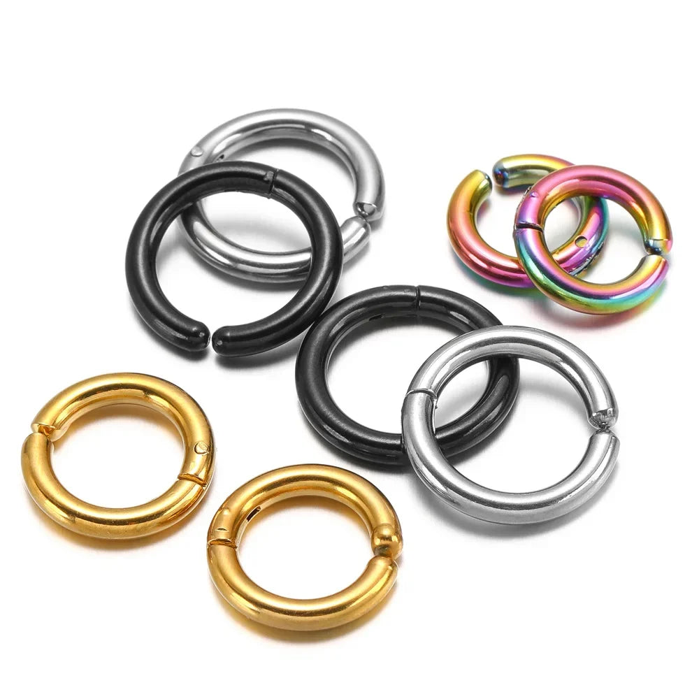 6 Pairs Stainless Steel Clip On Earrings for Women Men | Non Piercing Round Hoop Ear Cuffs