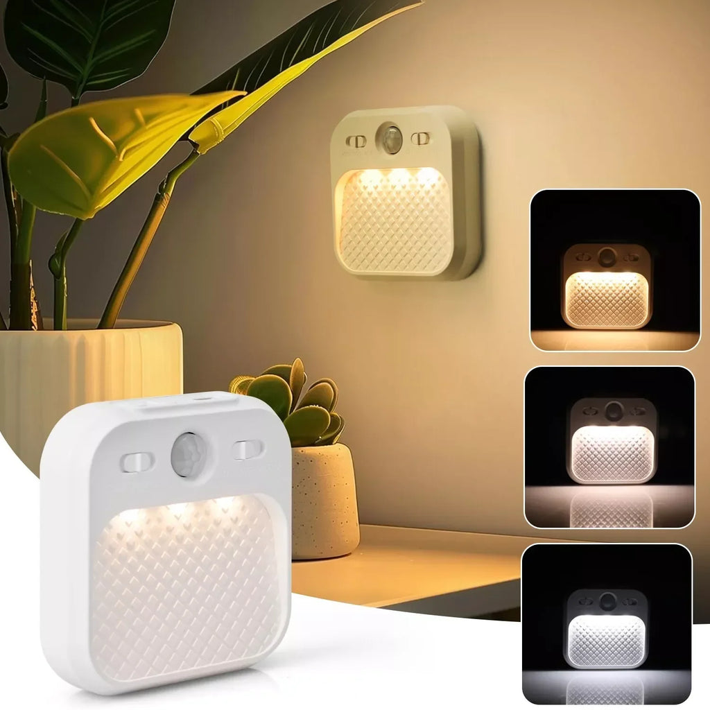 PIR Motion Sensor LED Night Light | USB Rechargeable Automatic Lamp for Bedroom, Stairs, and Closet