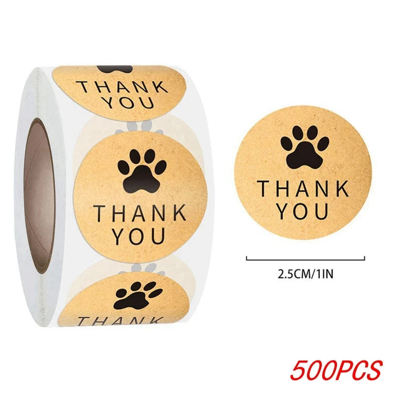 Gold Foil Paw Thank You Stickers | 1 Inch Business Supplies