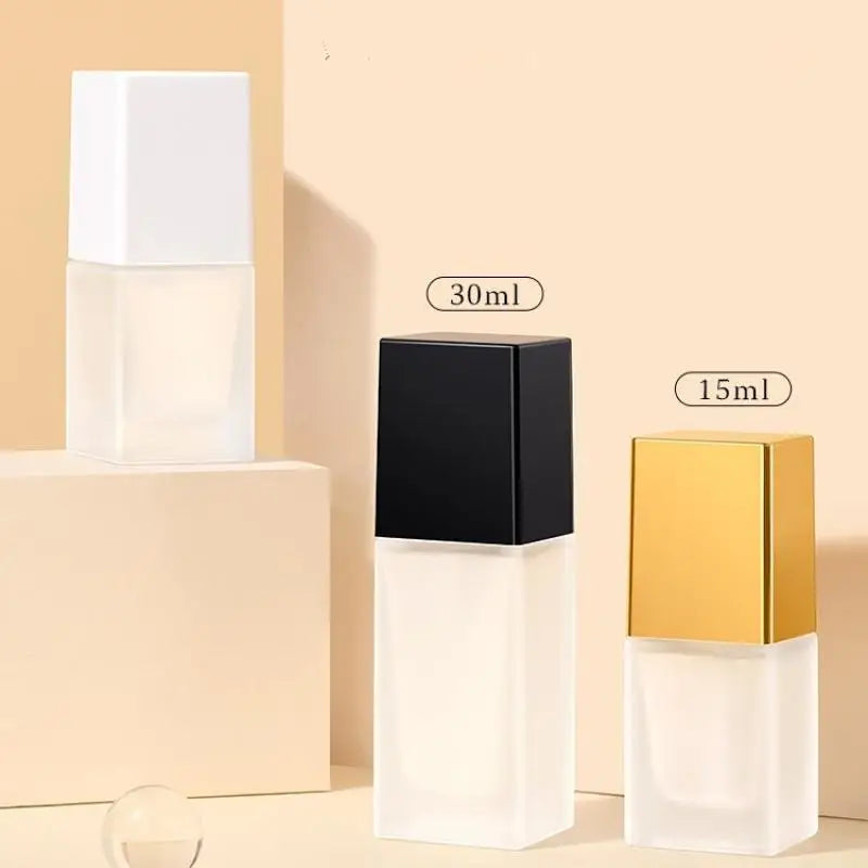 Empty Pump Bottle Glass Liquid Foundation Container | Refillable 15/30ml Travel Bottle
