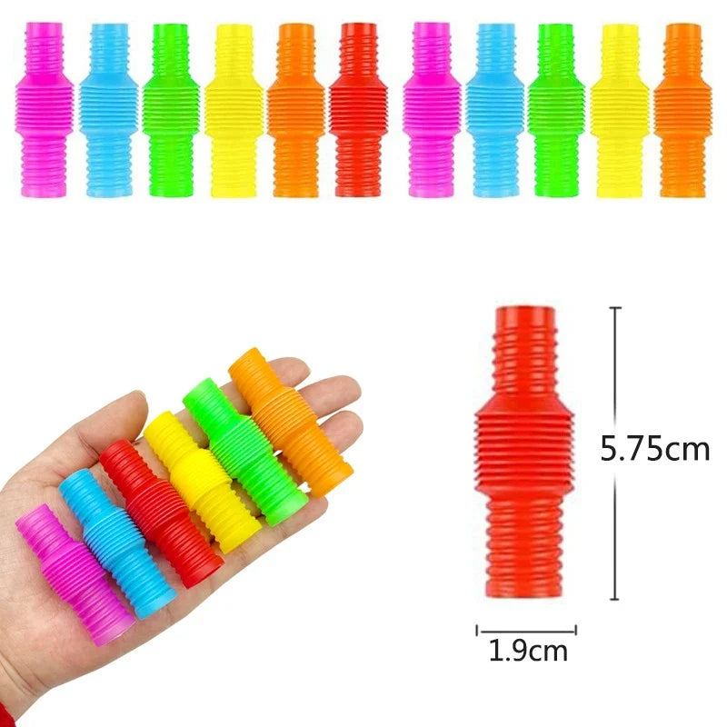 Rainbow Pop Tubes Fidget Toy | Sensory Stress Relief Set for Kids and Adults