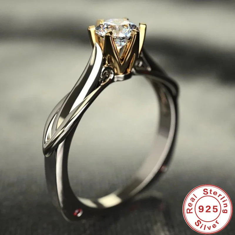 925 Sterling Silver Six Claw Ring with Zircon | Simulated Moissanite Wedding Band