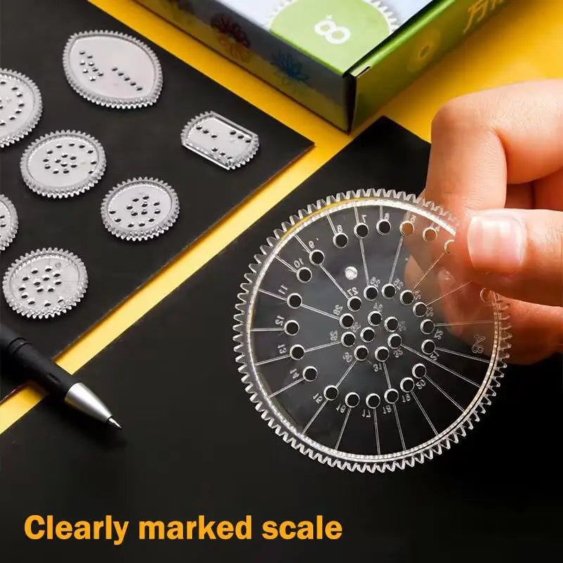 22-Piece Geometric Drawing Tool Set | Math Spirograph Ruler for Creative Art Projects