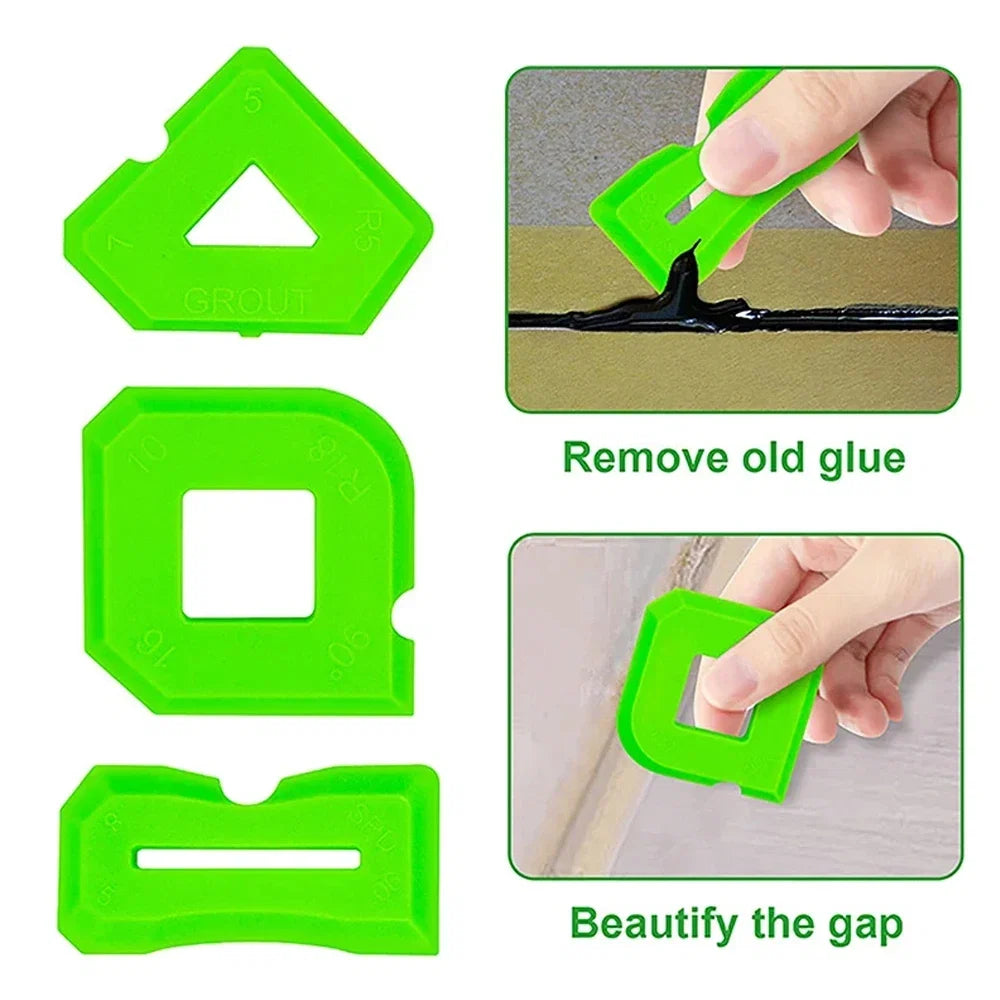 5in1 Silicone Scraper Squeegee Glue Remover Tool Kit | Multifunctional Caulking & Grout Tool Set