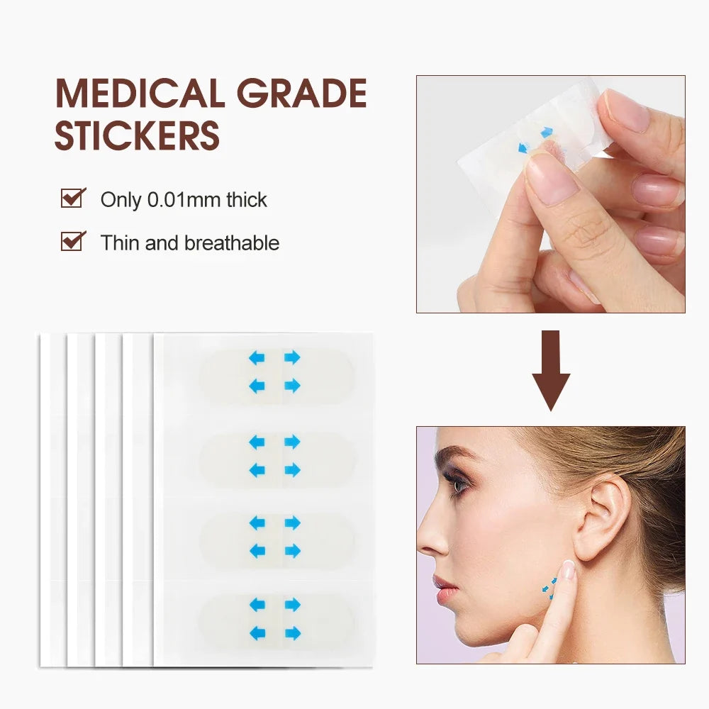 80-Piece Invisible Face Lifting Tapes | Instant V-Shape Facial Slimming Stickers