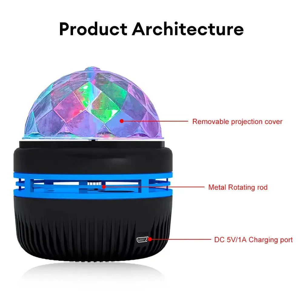 Starry Moon Night Light Projector | USB RGB Rotating Ambiance Lamp for Kids Room