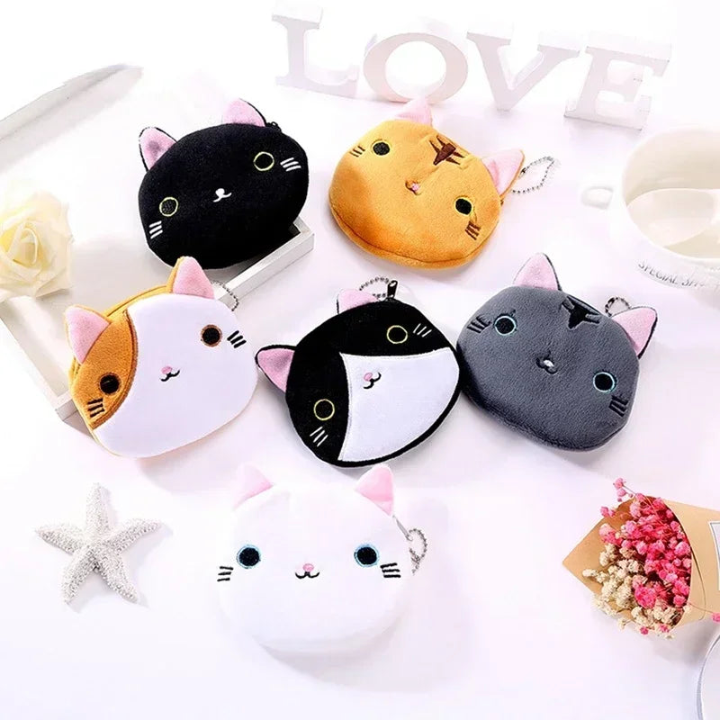 Cute Animal Plush Coin Purse | Zipper Change Purse with Keychain Mini Wallet