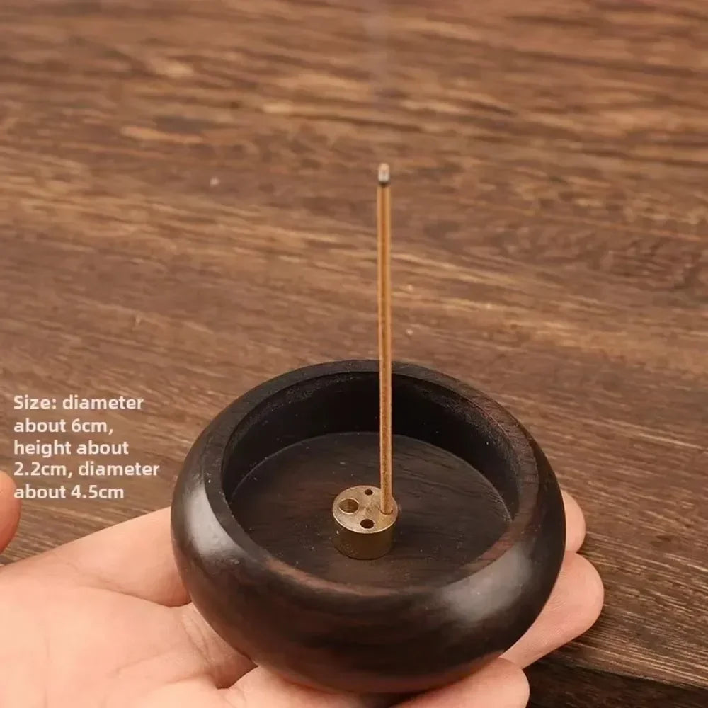 Solid Wood Incense Burner | Mini Circular Incense Stove for Indoor Use