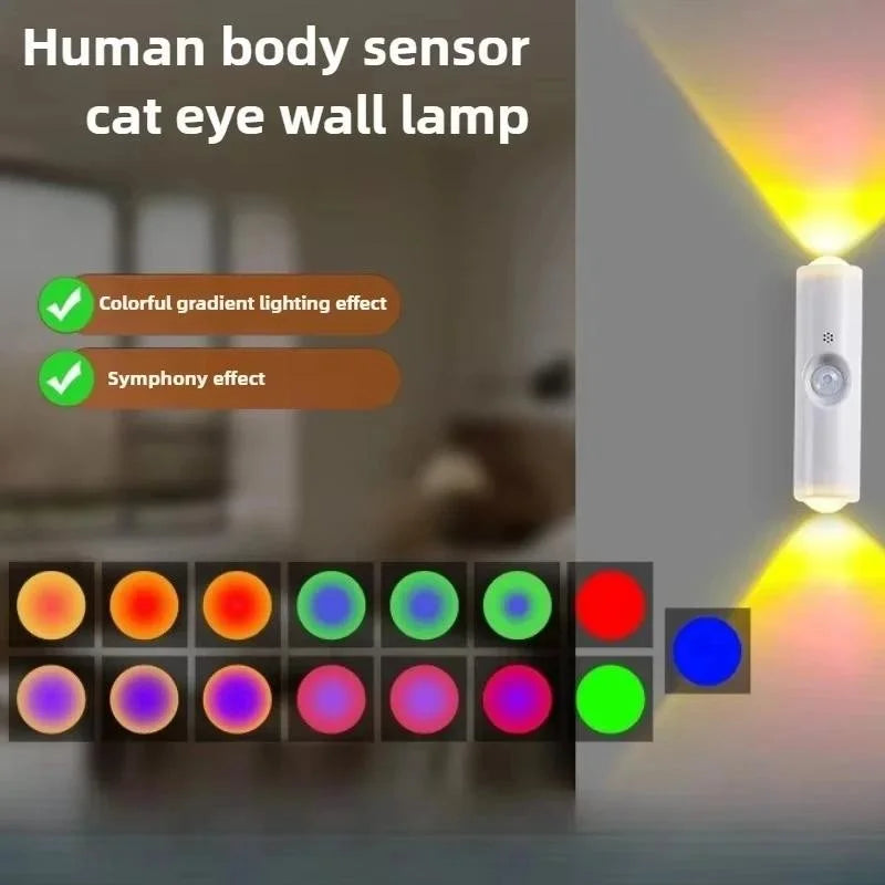 Smart RGB Gradient Night Light | Magnetic Motion Sensor Rechargeable Wall Lamp