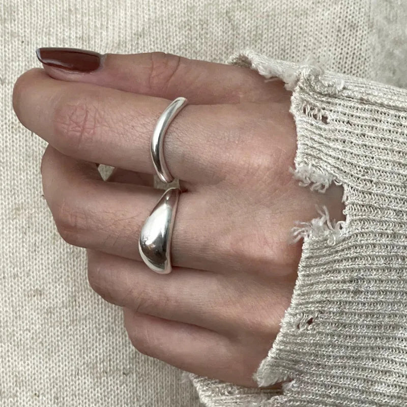 VENTFILLE 925 Sterling Silver Irregular Ring | Geometric Minimalist Jewelry for Women