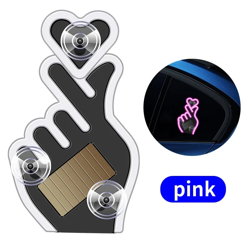 Solar Heart Shaped LED Ambient Light | Solar Powered Car Window Neon Light