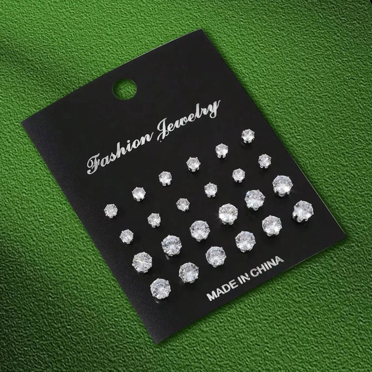 12 Pairs Stainless Steel Stud Earrings Set for Women Men | Zircon Bud Jewelry Gift Set
