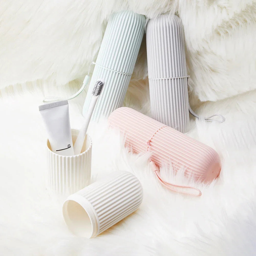 Portable Toothbrush Cup and Toothpaste Holder | Travel Toiletries Storage Case
