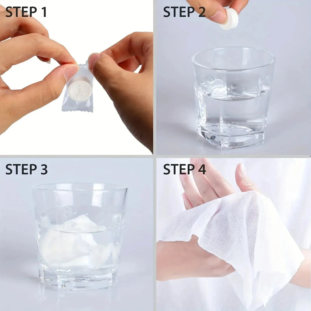 30pcs Compressed Travel Towels | Disposable Non-Woven Face Towels for Travel and Home
