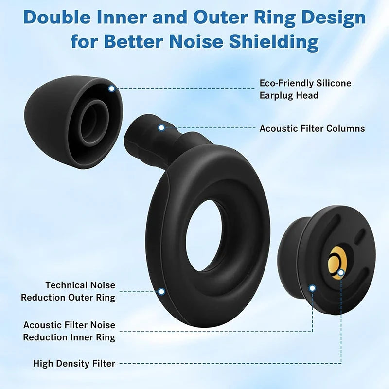 Reusable Silicone Ear Plugs for Noise Reduction | Sleep, Swimming & Travel Earplugs Set