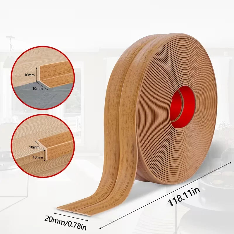 Self-Adhesive PVC Wood Grain Wall Edge and Corner Protector | Easy Cut Reusable Strip Molding