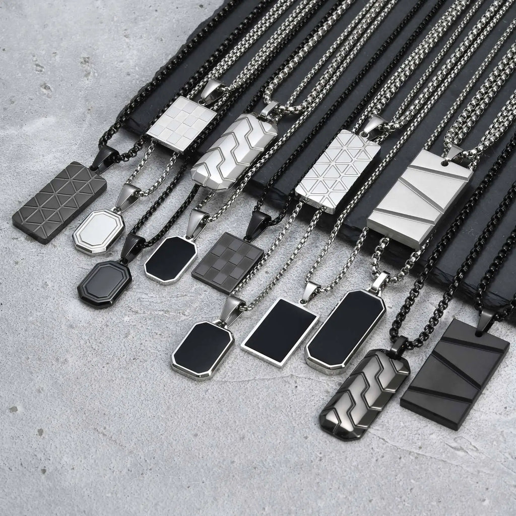 Small Dog Tag Pendant Necklace | Military Style Stainless Steel Gift for Men