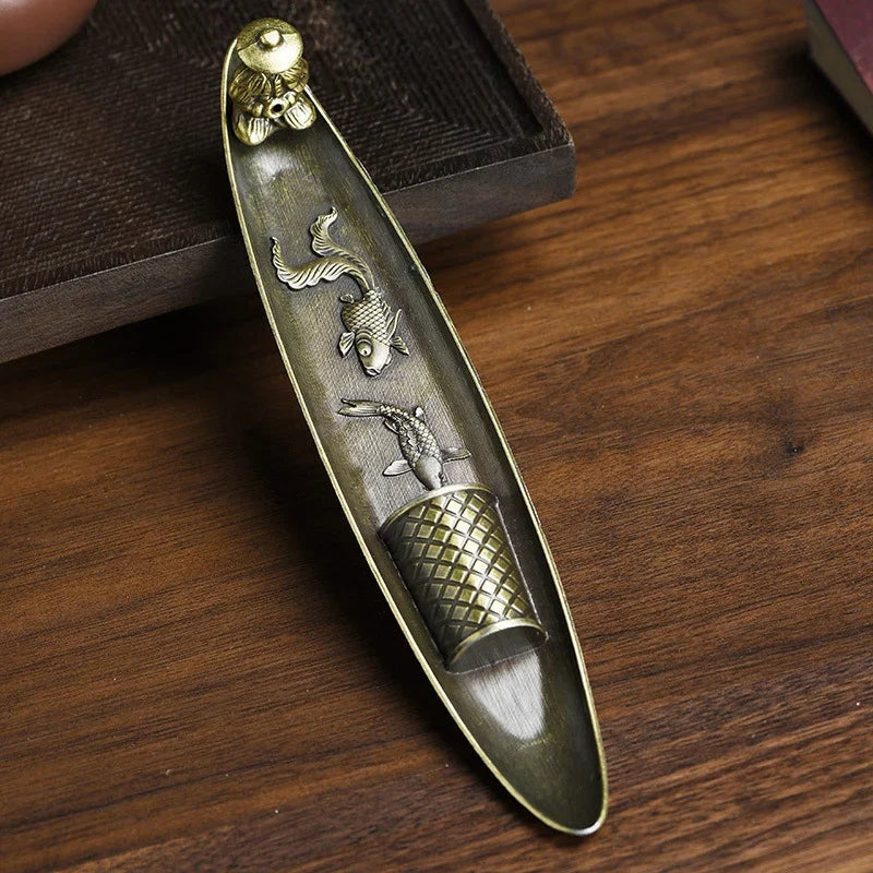 Traditional Japanese Incense Holder Old Men Fishing Boat Design | Aromatherapy Ornament for Home Decor