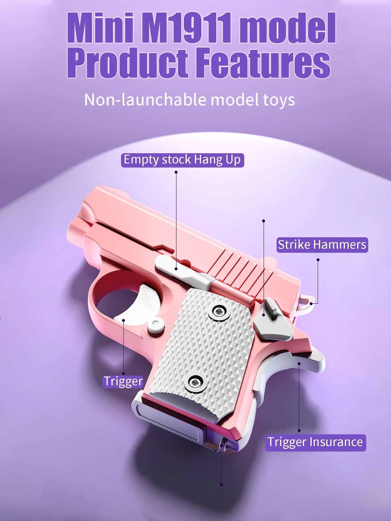 Mini M1911 Mechanical Linkage Toy Gun | Non-Launchable Fidget Toy Model