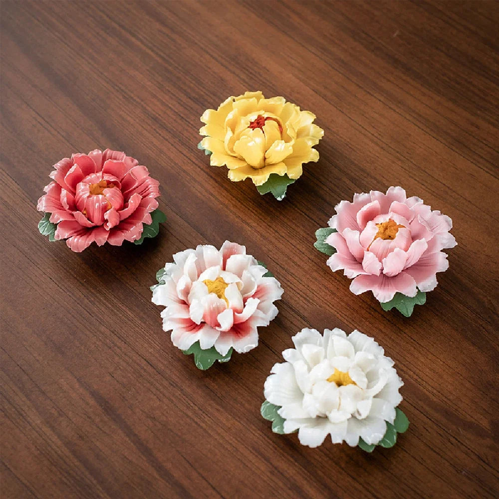 Peony Flower Incense Holder | Decorative Ceramic Incense Burner
