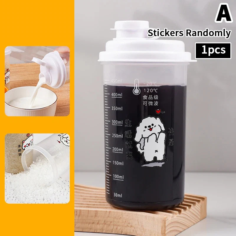 Cartoon Espresso Coffee Cup with Lid | Graduated Plastic Cappuccino Latte Mug for Home Barista