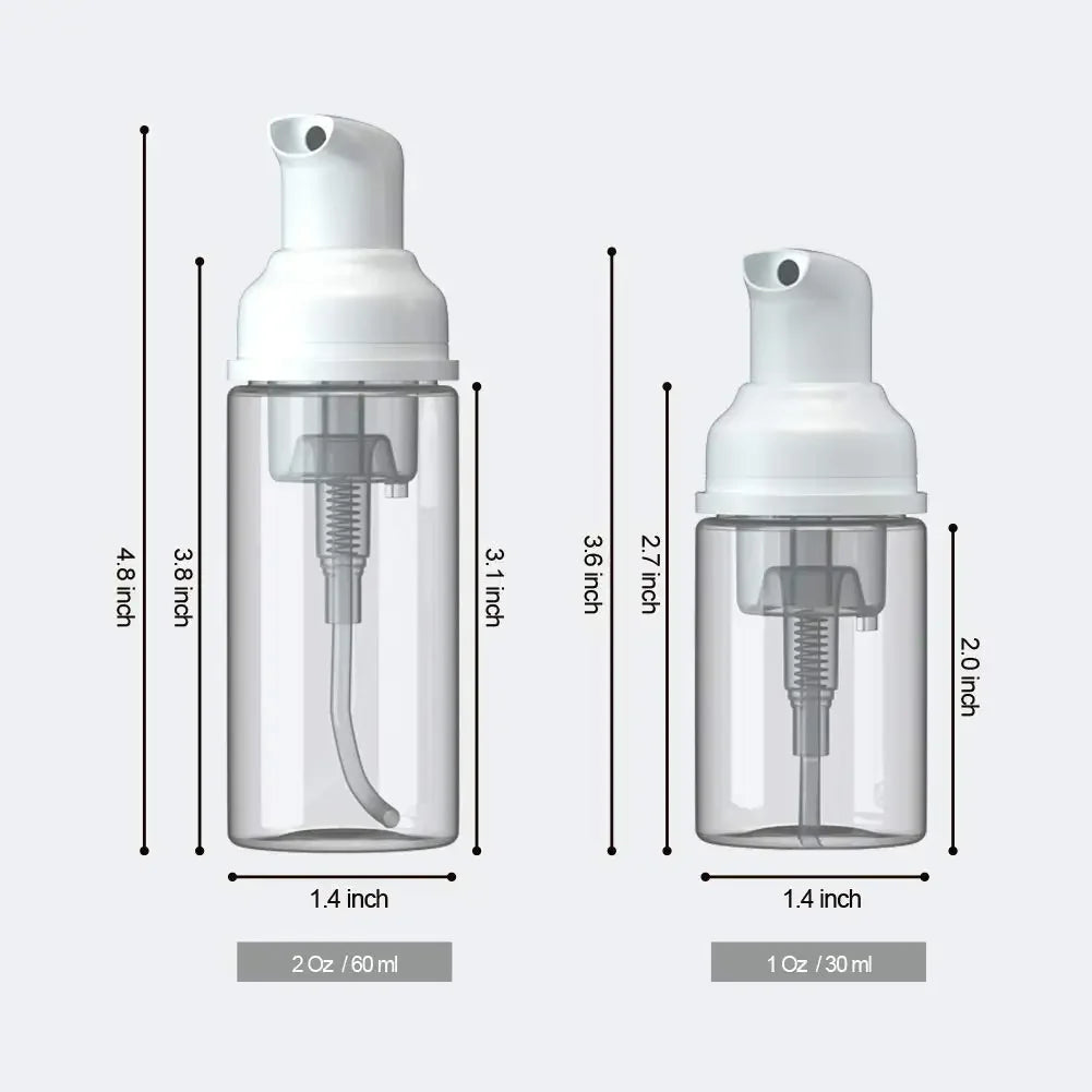 Mini Foam Dispenser Pump Bottles | 30ml 60ml Travel Refillable Soap Containers