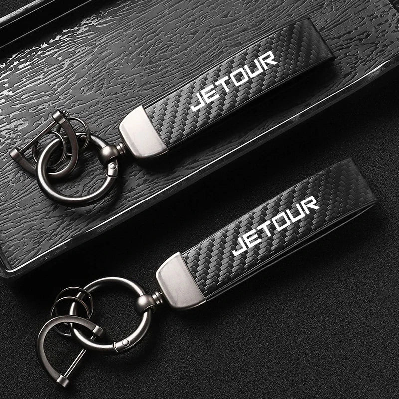 Jetour Keychain Carbon Fiber Style | Microfiber Leather Key Ring