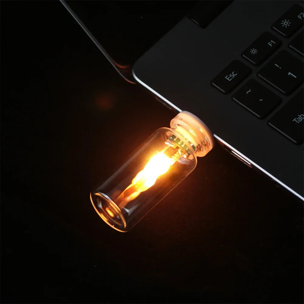 USB LED Flashing Candle Light | 5V Flame Night Light with Frosted Clear Glass and Touch Control