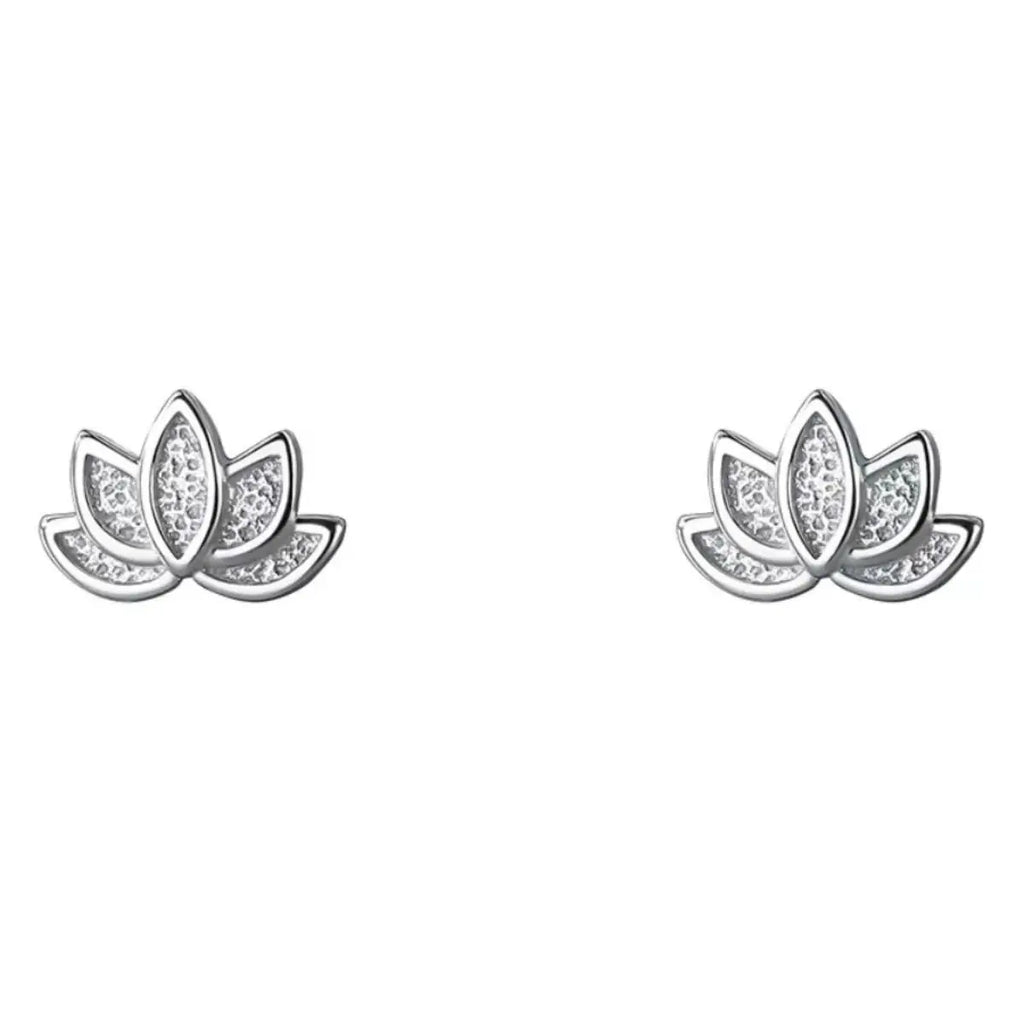 925 Sterling Silver Lotus Flower Stud Earrings | Elegant Fine Jewelry for Women