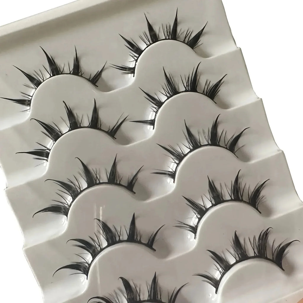Anime-Inspired False Eyelashes 5 Pairs | Comic Eye Cos Faux Lashes Demon Style