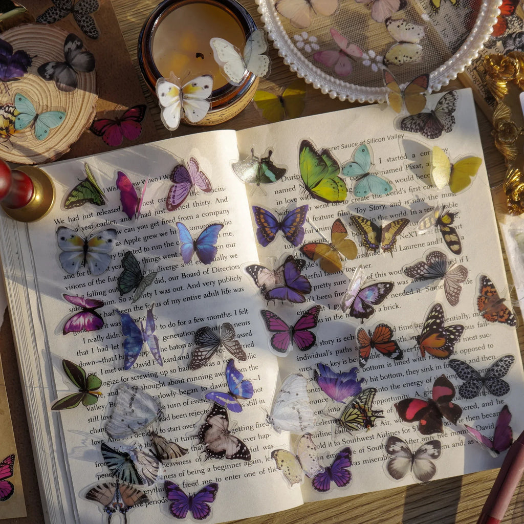 Butterfly Stickers Pack 40pcs | PET Waterproof Craft Stickers for Scrapbooking