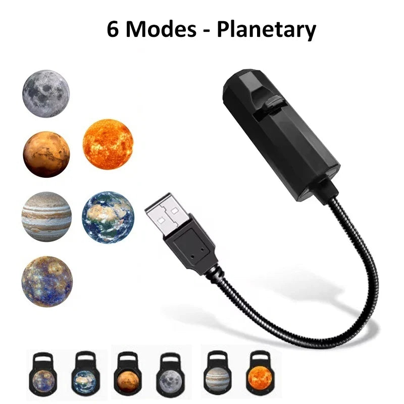 USB LED Star Galaxy Projector Lamp | Moon Earth Night Light for Bedroom Wall Decor