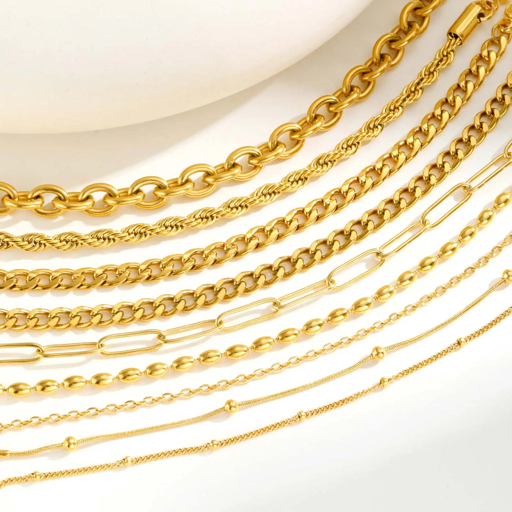 Vnox Square Chain Bracelet | Gold Stainless Steel Round Bubble Link Jewelry for Women