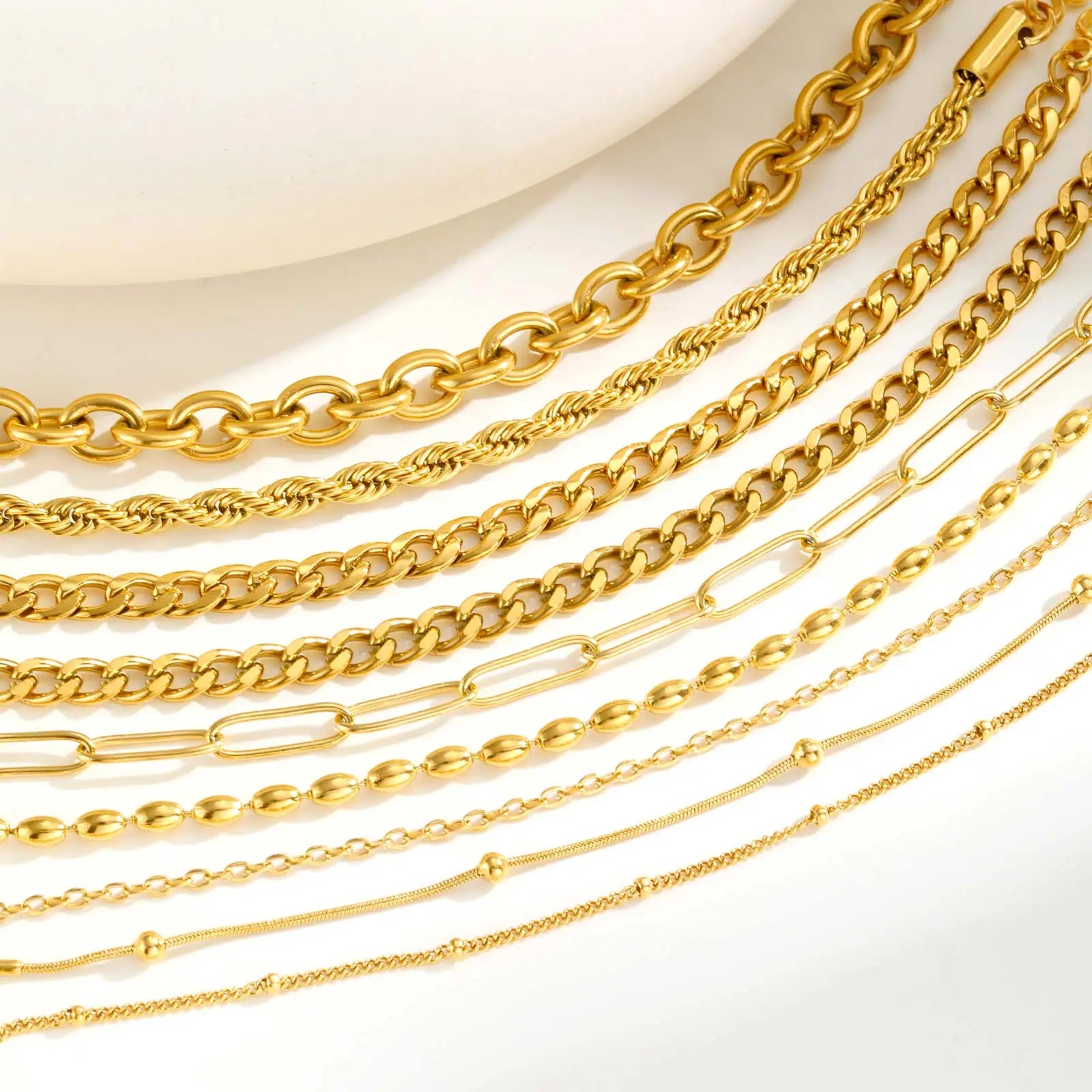 Vnox Square Chain Bracelet | Gold Stainless Steel Round Bubble Link Jewelry for Women