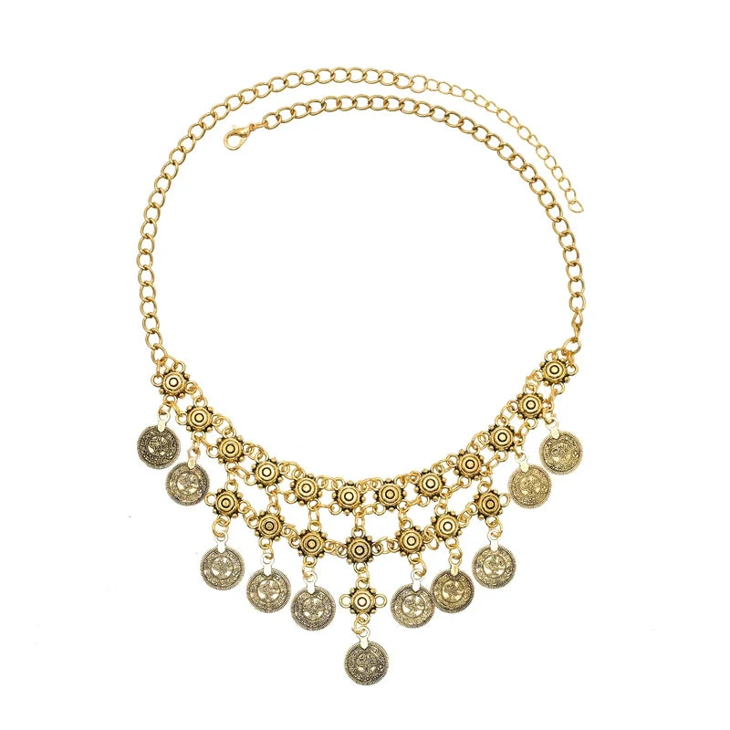 Vintage Coin Tassel Necklace | Bohemian Ethnic Charm Choker for Women