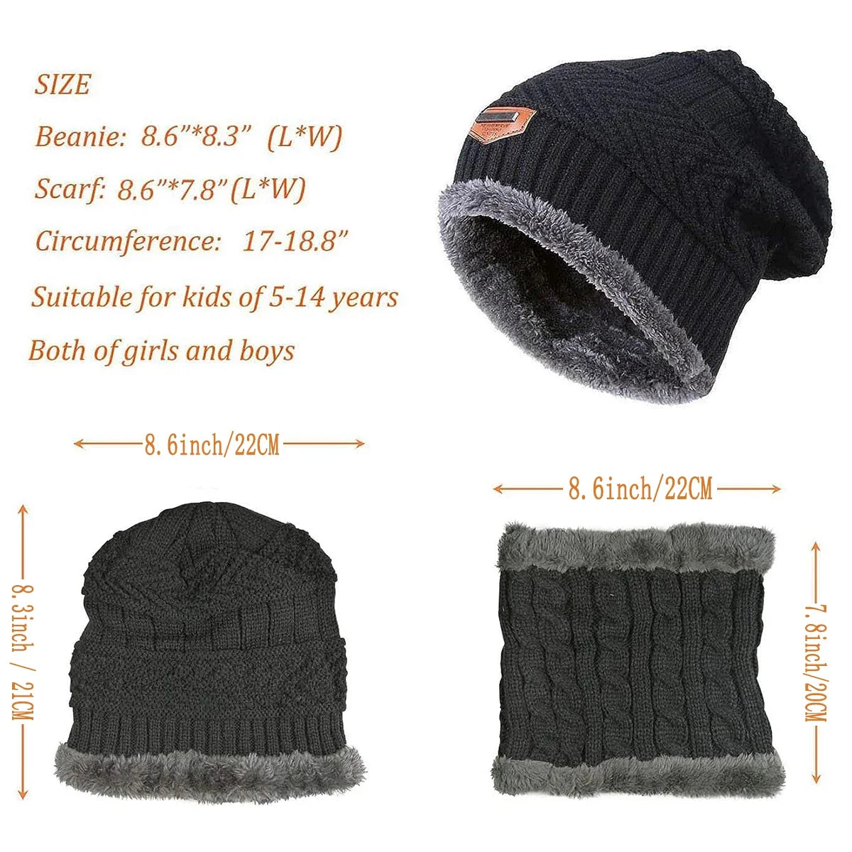 Children Winter Knit Hat and Scarf Set | Warm Unisex Accessory