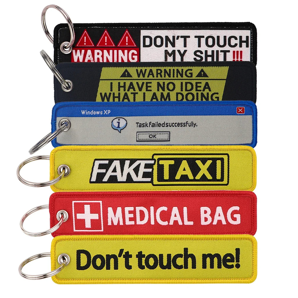Warning Quotes Embroidery Key Fob | Motorcycle Car Keychain Gift