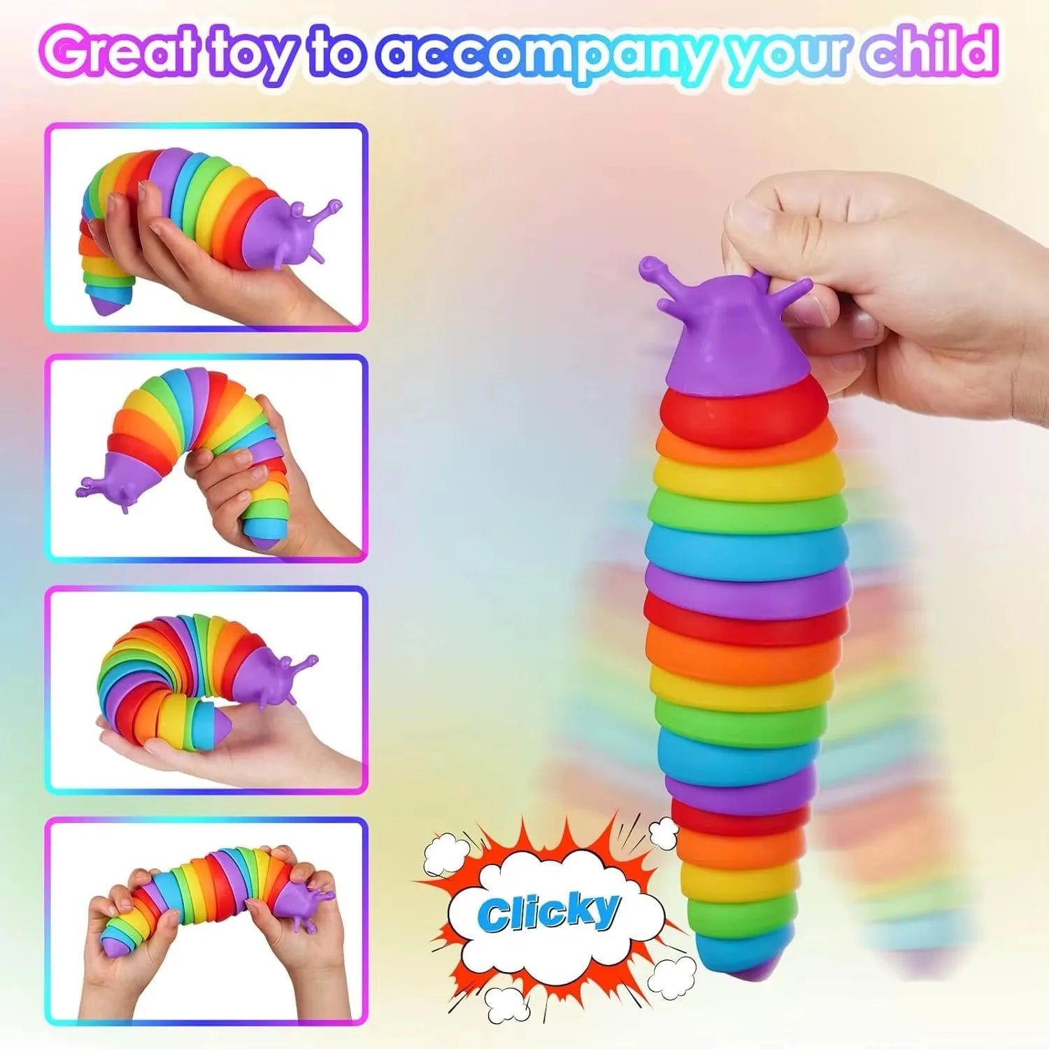 Colorful Simulation Caterpillar Fidget Toy | Articulated Stress Reliever for Kids and Adults