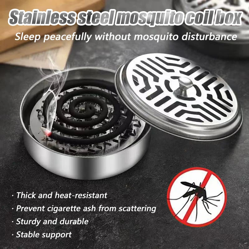 Round Mosquito Coil Holder with Cover | Stainless Steel Burner Tray