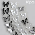 18pcs Black and White Butterfly Wall Stickers | Elegant PVC Decals for Home Decor