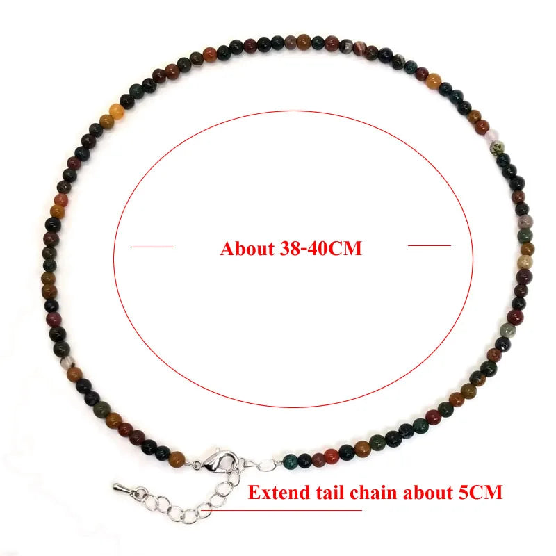 4mm Natural Stone Choker Necklace | Bohemian Crystal Collar Jewelry for Women