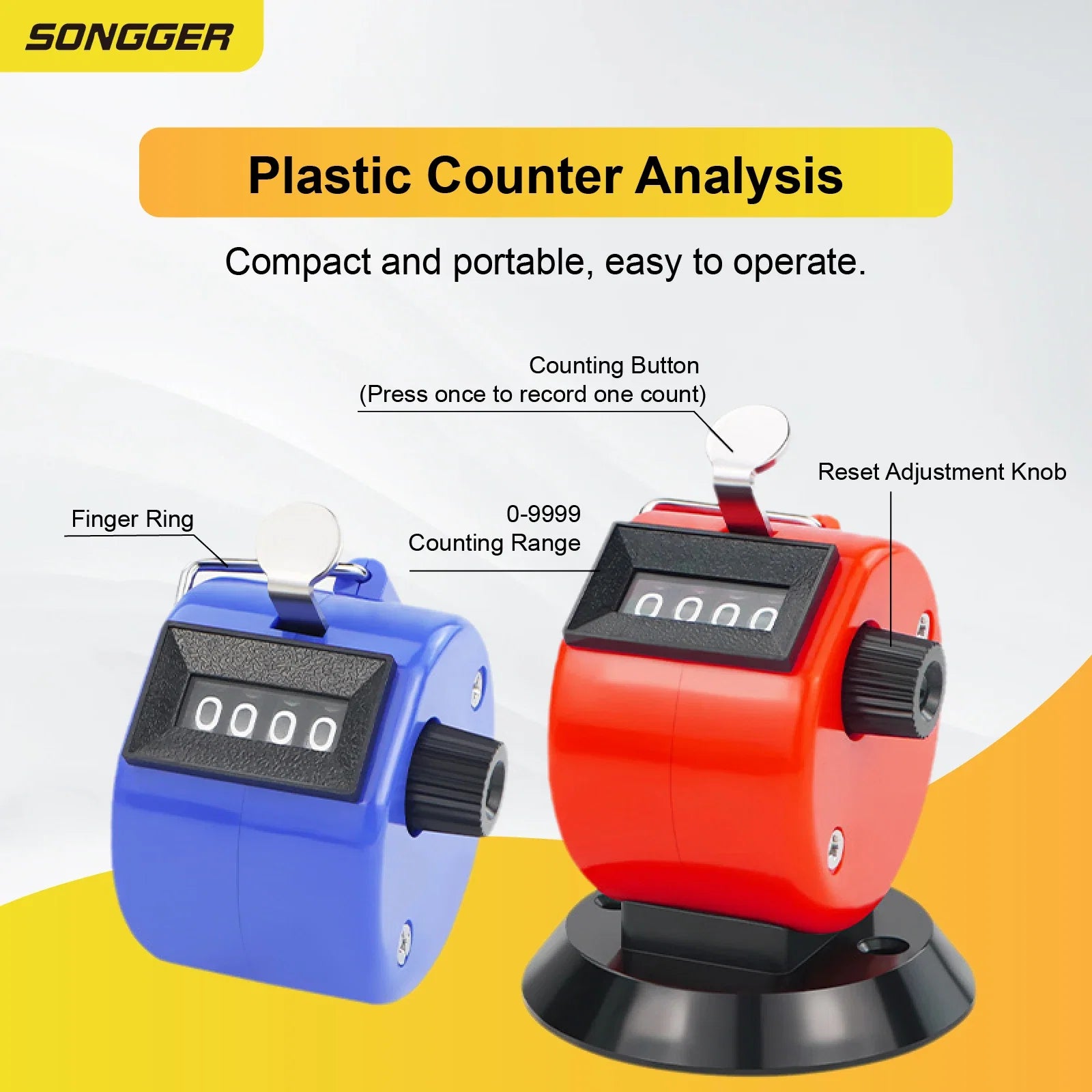 Manual Counter Mechanical Tally Handheld Rotary Clicker Counter | Resettable People Counting Tool