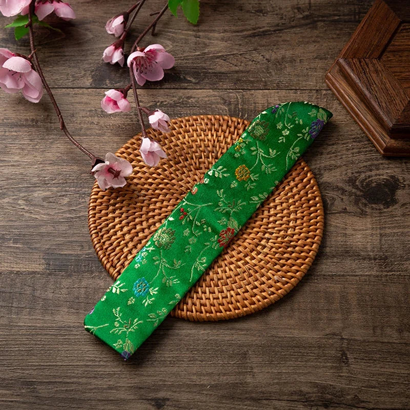 Embroidered Folding Fan Cover Pouch | Silk Fan Protector