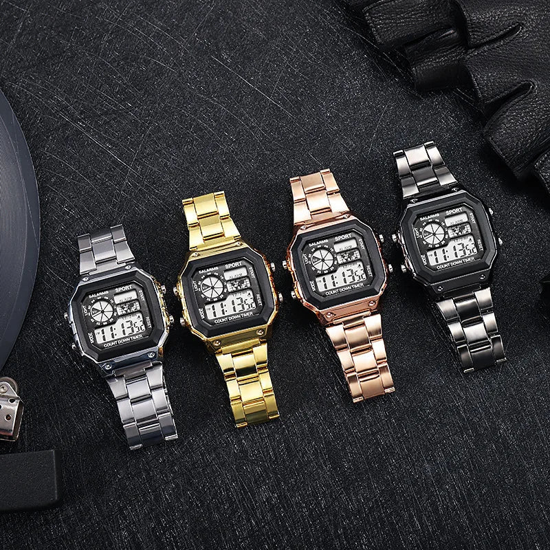 MAYZHISU Classic Men's Digital Watch | Luxury Stainless Steel Sport Watch