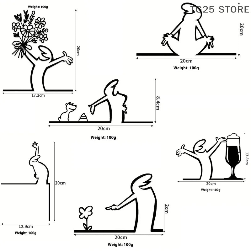 Line Figure Metal Poster for Living Room | Modern Switch Sticker Wall Art