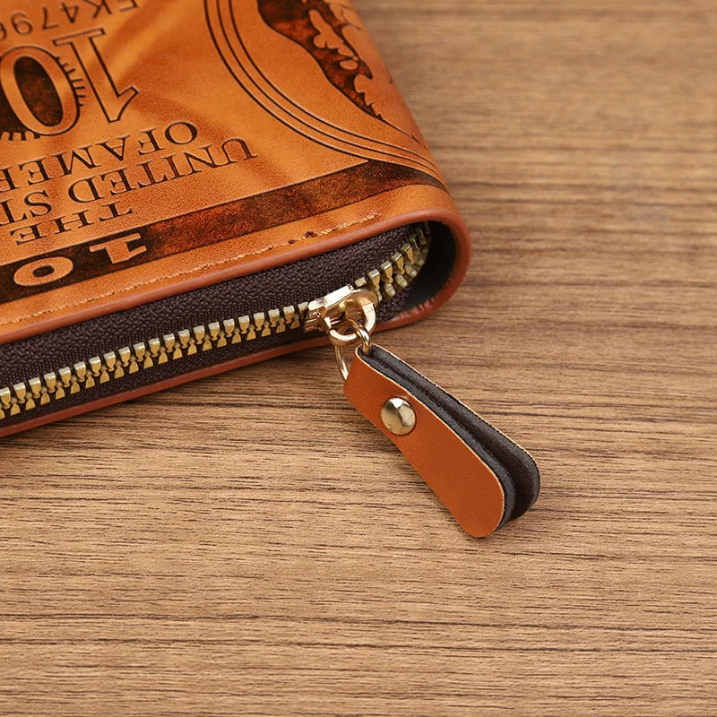 CEXIKA Men's Leather Wallet | Zipper Clutch with Card Holder