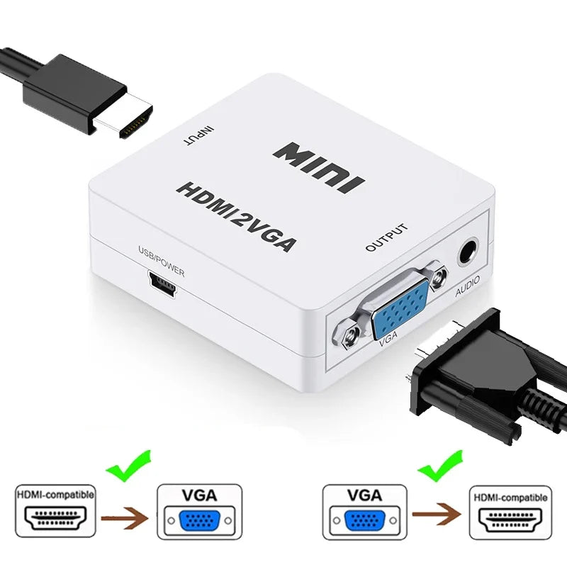 HDMI to VGA Converter with Audio | 1080P Adapter for Notebook Xbox PS3 PC Projector
