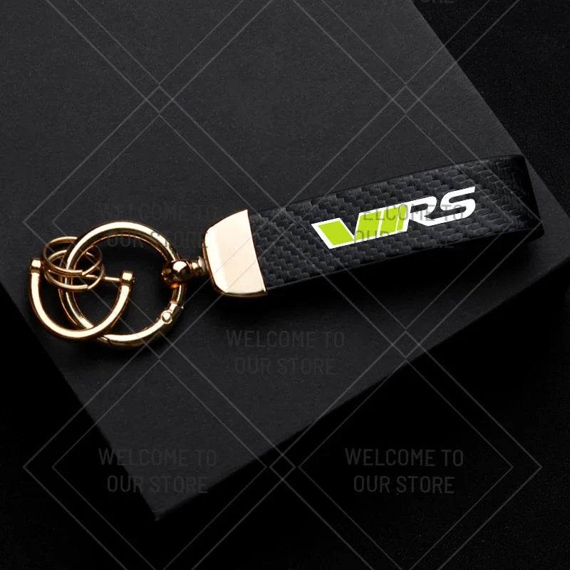 Skoda VRS Carbon Fiber Keychain | Car Emblem Key Ring for Citigo Kodiaq Yeti Rapid Fabia