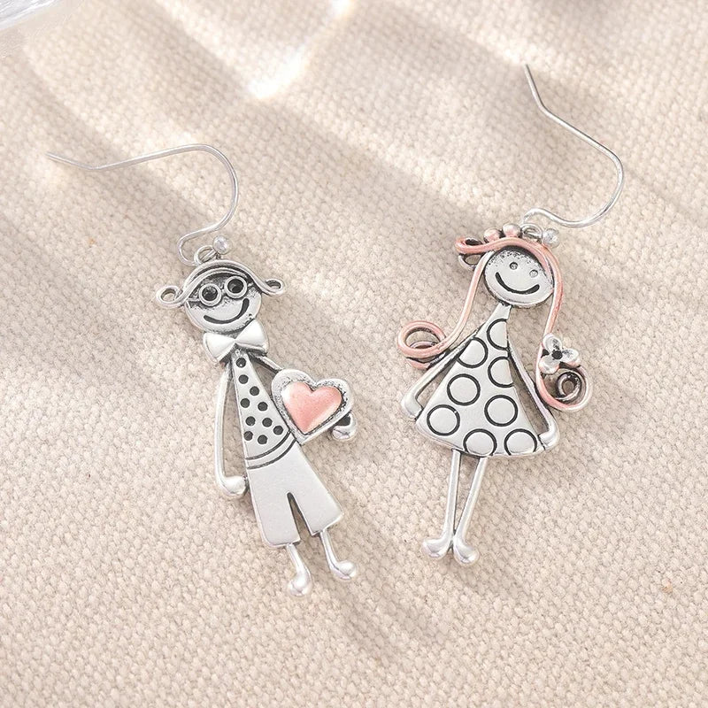 Vintage Cartoon Drop Earrings | Silver Plated Fashion Jewelry for Women