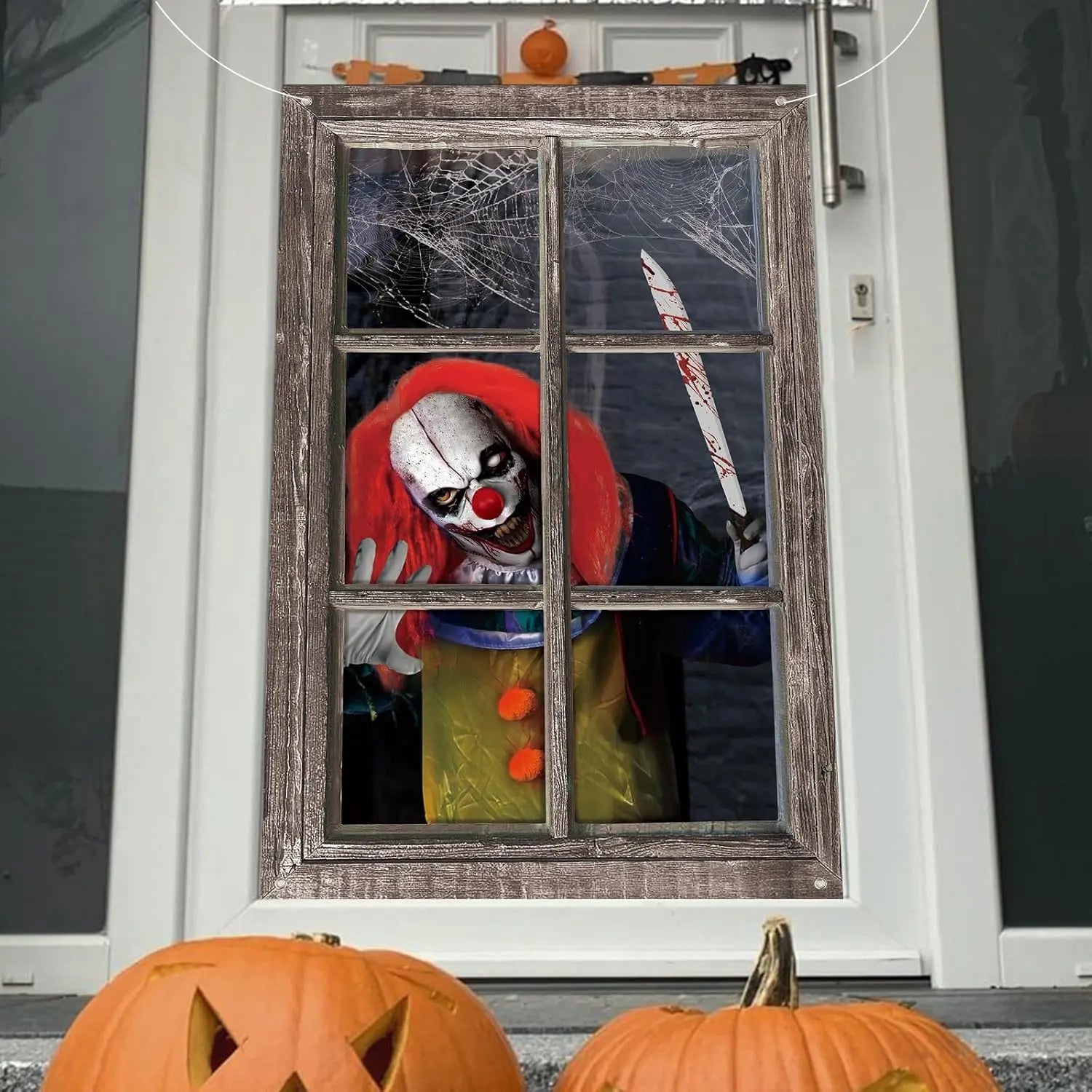 Scary Clown Window Clings | Washable Window Decor for Halloween